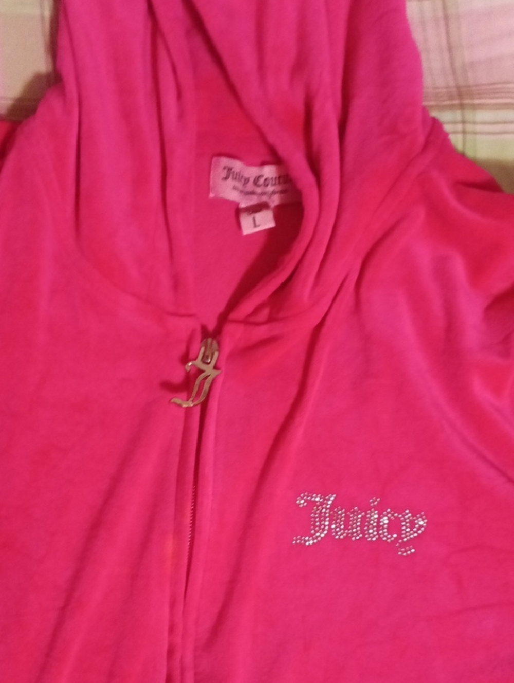 Juicy Couture Hot Pink Rhinestone Logo Velour Hoodie